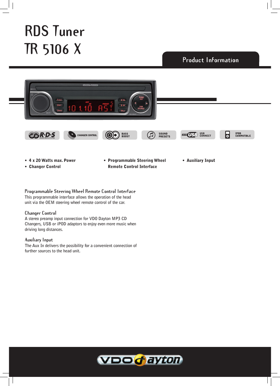 VDO Dayton TR 5106 X User Manual | 2 pages