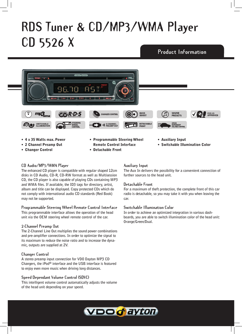 VDO Dayton CD 5526 X User Manual | 2 pages