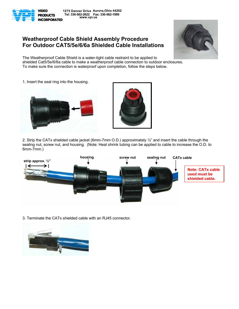 Video Products RJ45-5EWTP-QR-PCB User Manual | 2 pages