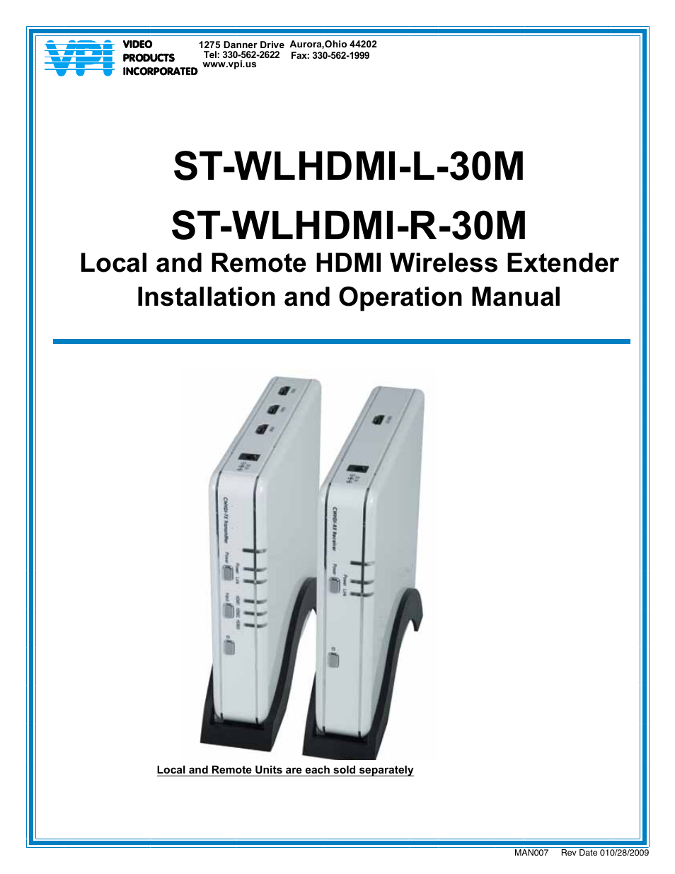 Video Products ST-WLHDMI-R-30M User Manual | 11 pages