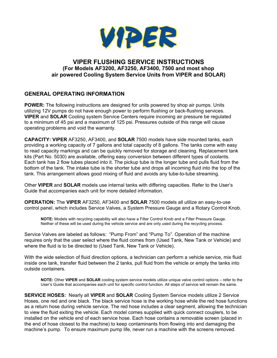 Viper AF3200 User Manual | 6 pages