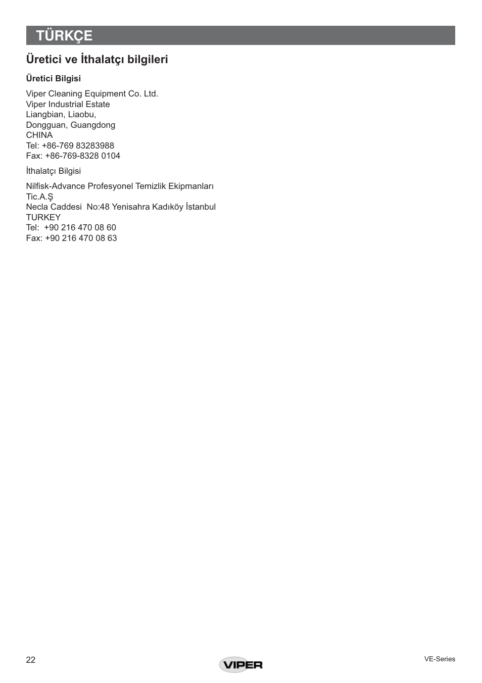 Türkçe, Huhwlfl yh øwkdodwoõ elojlohul | Viper VE 17 DS P User Manual | Page 22 / 28