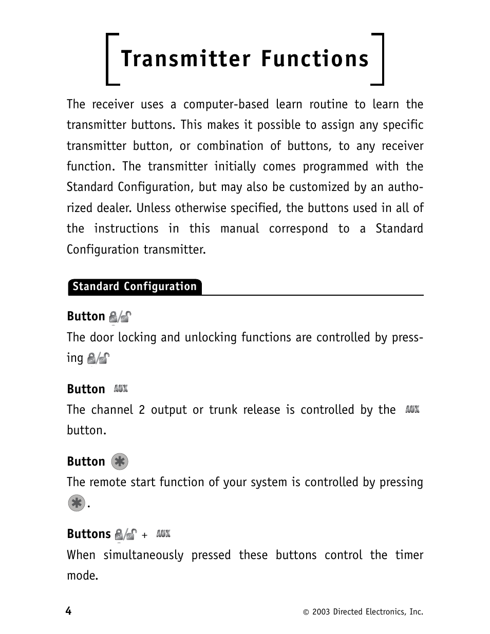 Transmitter functions | Viper 120HV User Manual | Page 7 / 18