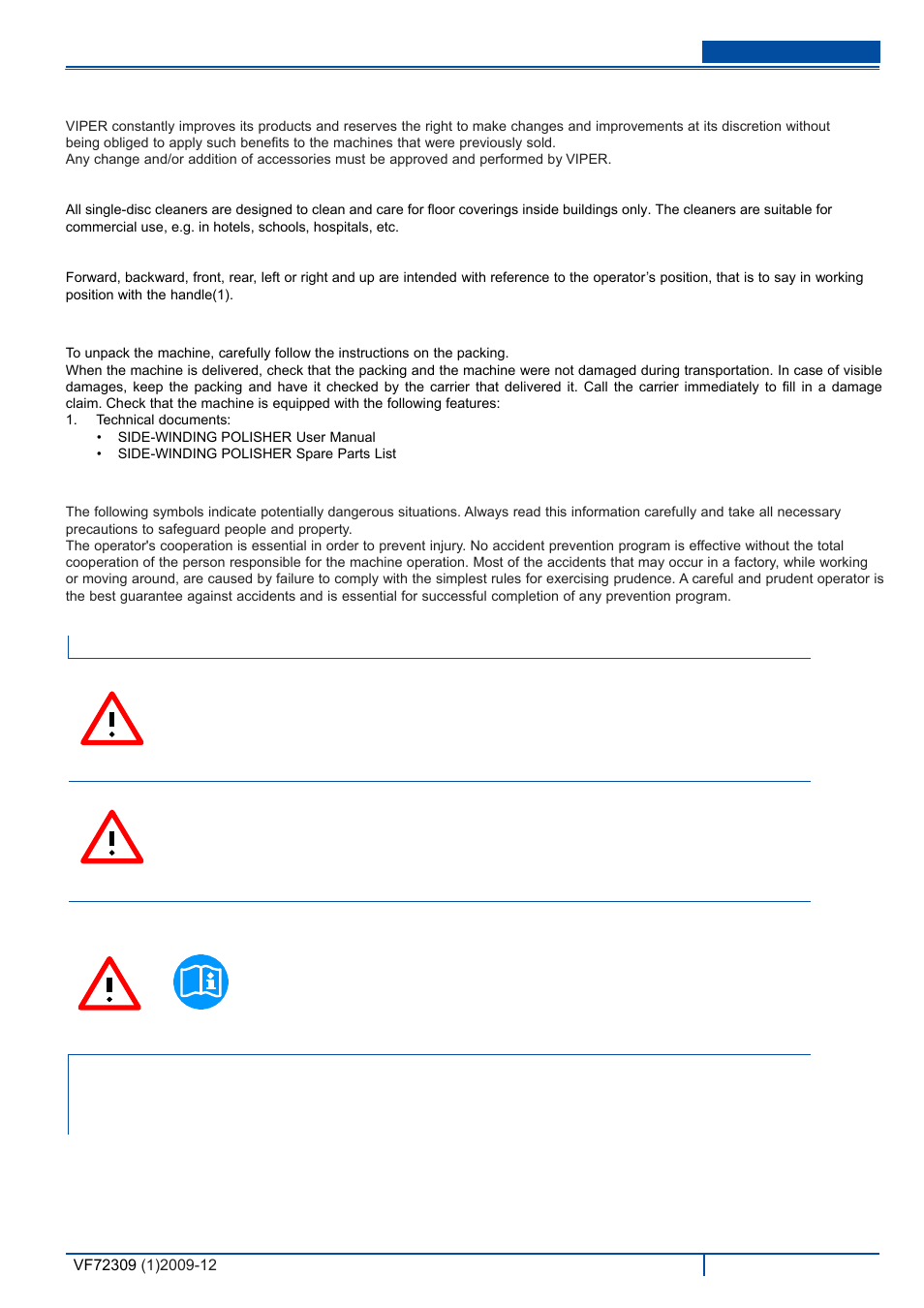 Unpacking/delivery, Safety | Viper VE 17HDP-EU User Manual | Page 4 / 11