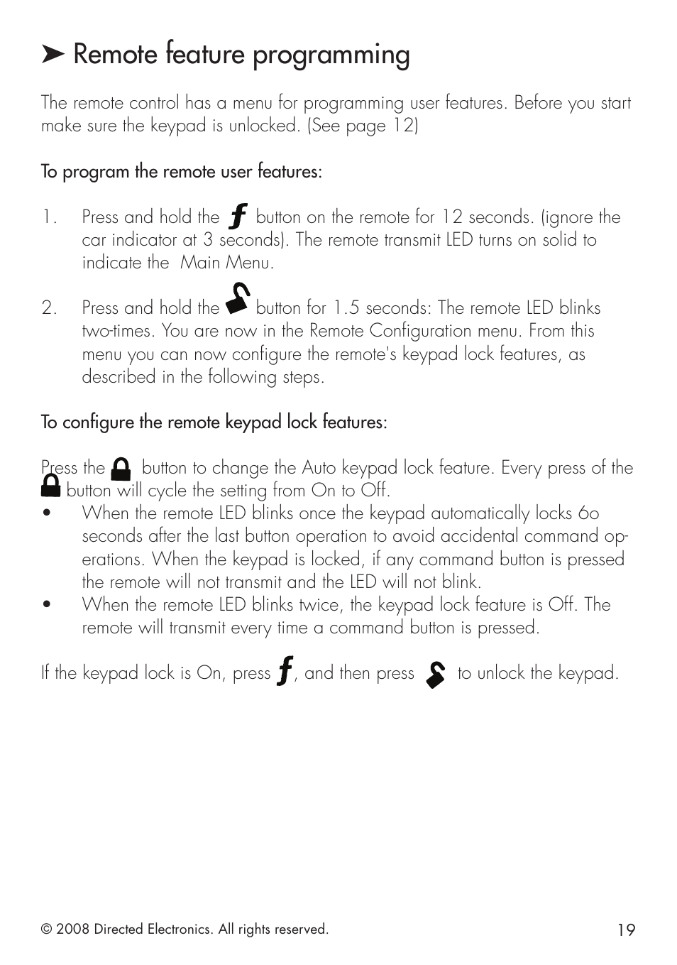 Remote feature programming | Viper 5101 User Manual | Page 19 / 40
