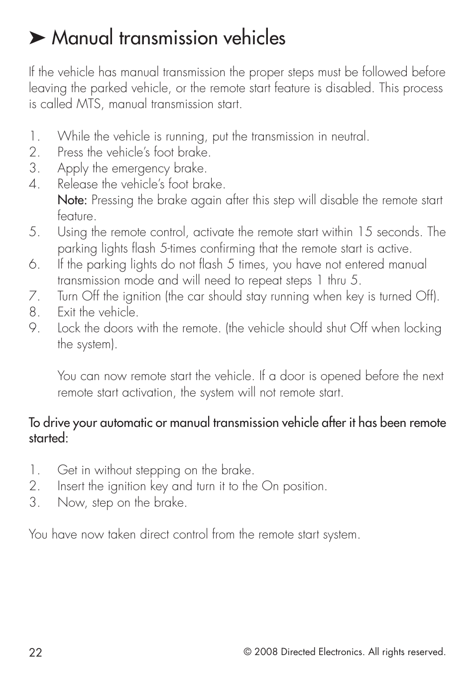 Manual transmission vehicles | Viper 5101 User Manual | Page 22 / 40