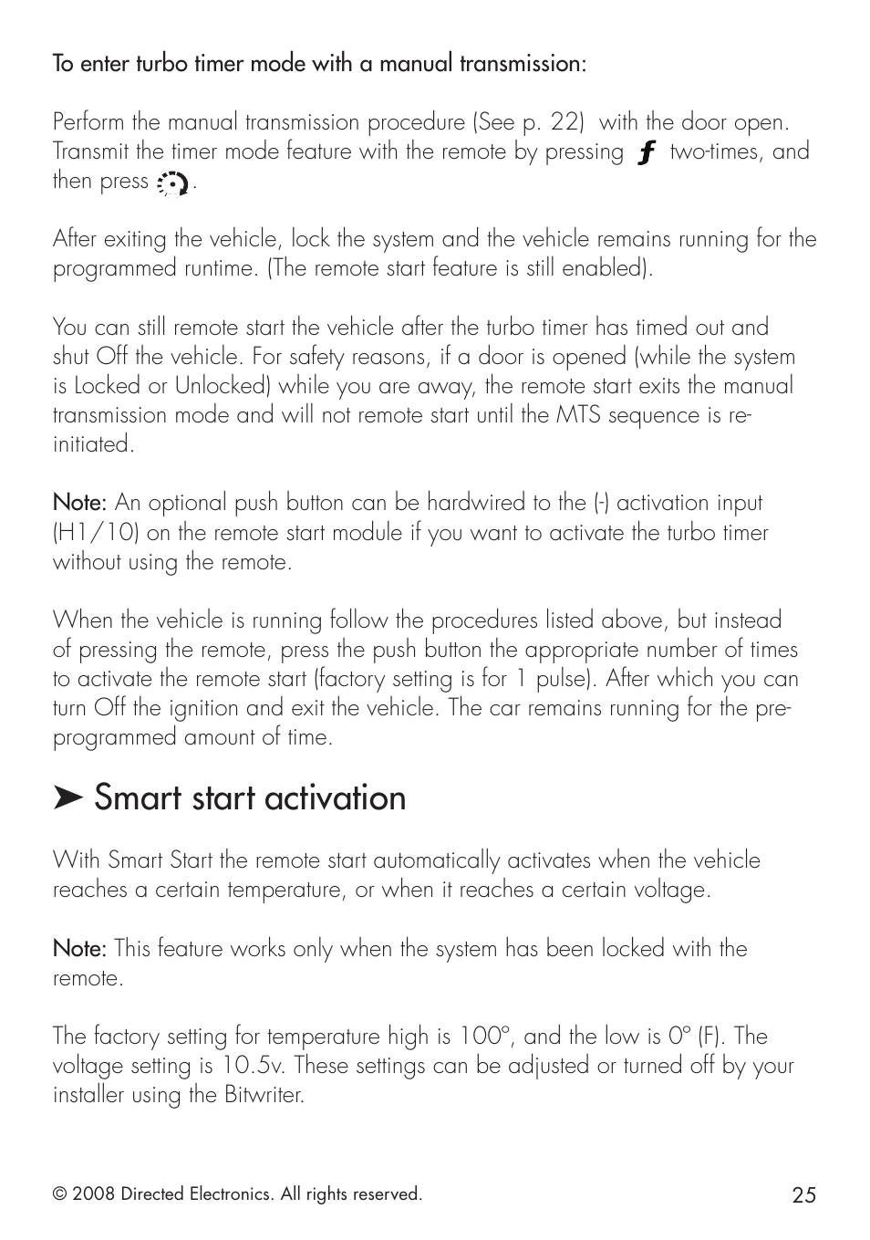 Smart start activation | Viper 5101 User Manual | Page 25 / 40