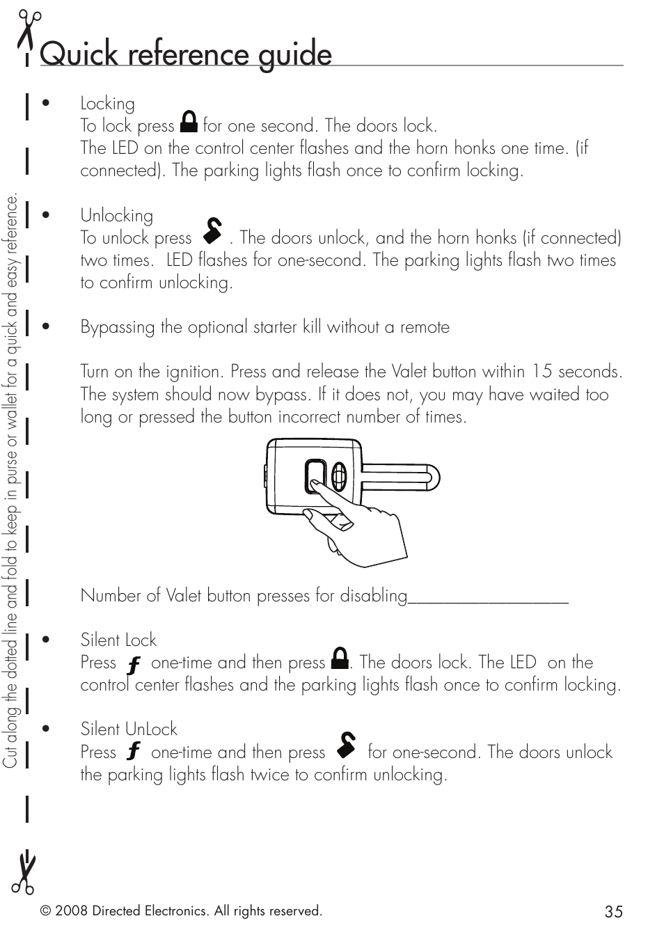 Quick reference guide | Viper 5101 User Manual | Page 35 / 40