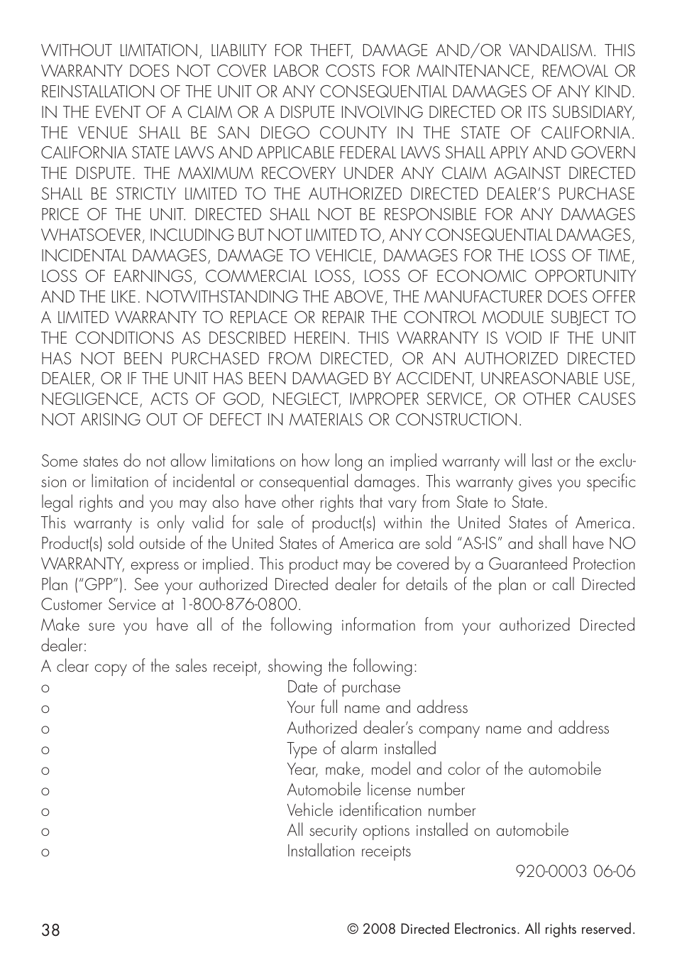 Viper 5101 User Manual | Page 38 / 40