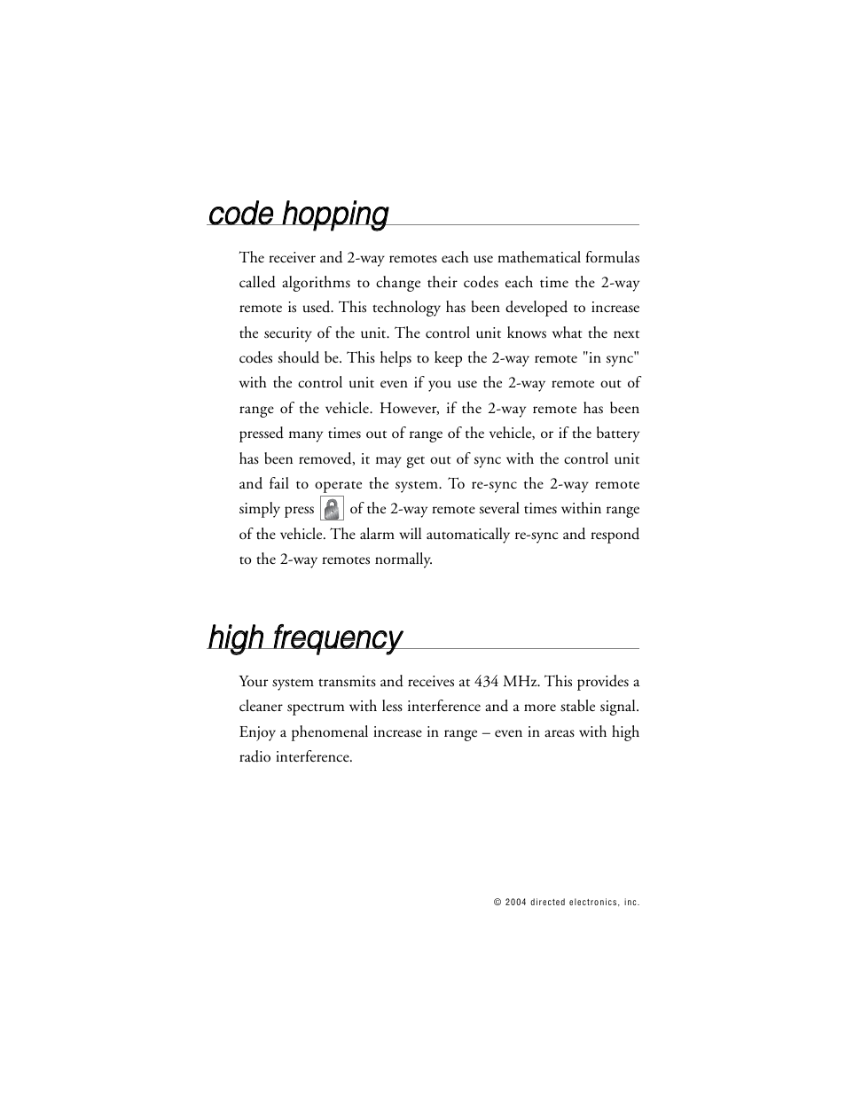 Cco od de e h ho op pp piin ng g, Hhiig gh h ffrre eq qu ue en nc cyy | Viper 671XV User Manual | Page 27 / 43
