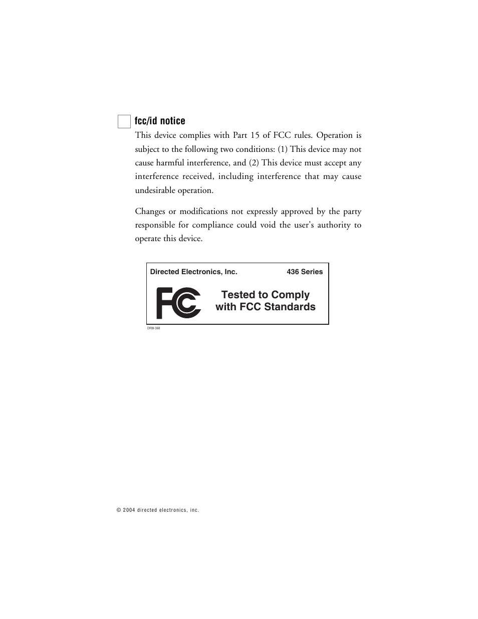 Tested to comply with fcc standards | Viper 671XV User Manual | Page 8 / 43