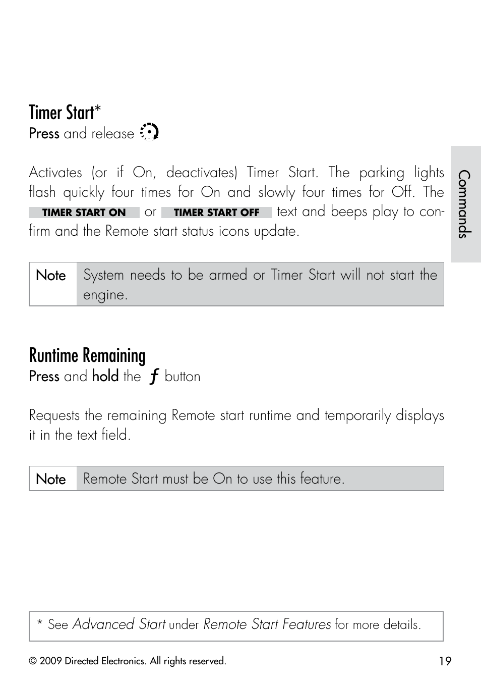 Timer start, Runtime remaining | Viper 5901 User Manual | Page 22 / 65