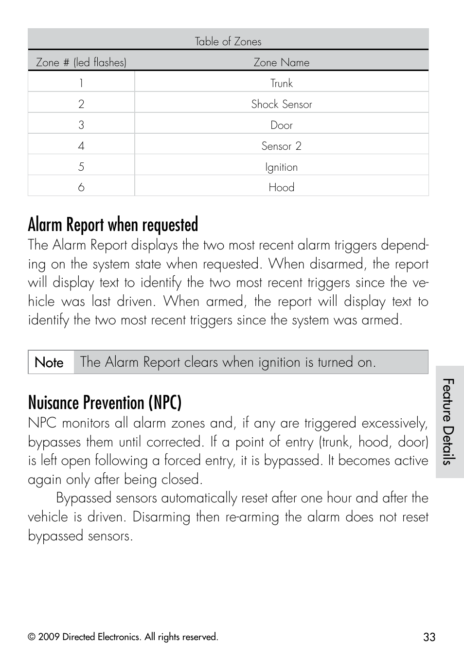 Alarm report when requested, Nuisance prevention (npc) | Viper 5901 User Manual | Page 36 / 65