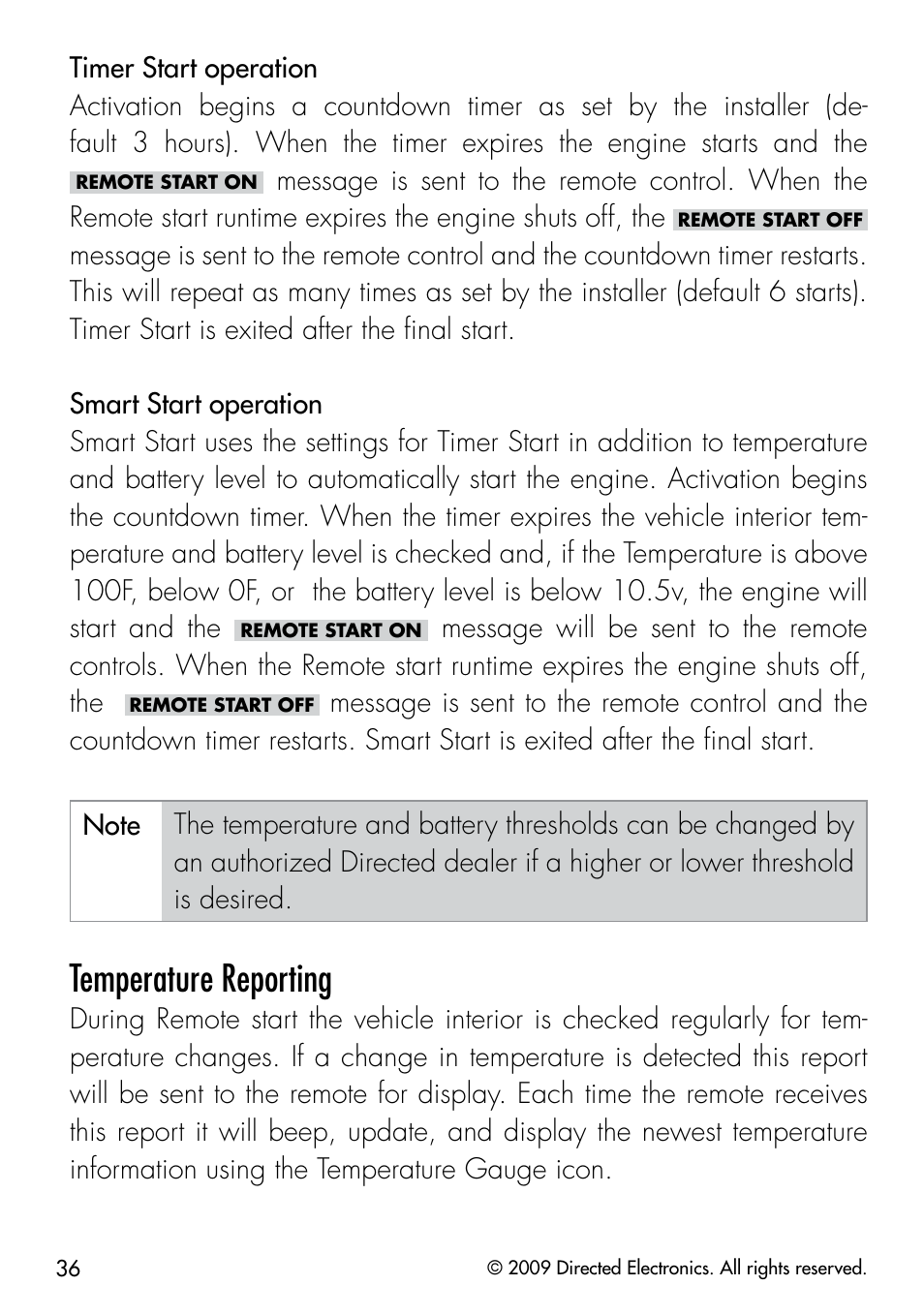 Temperature reporting | Viper 5901 User Manual | Page 39 / 65