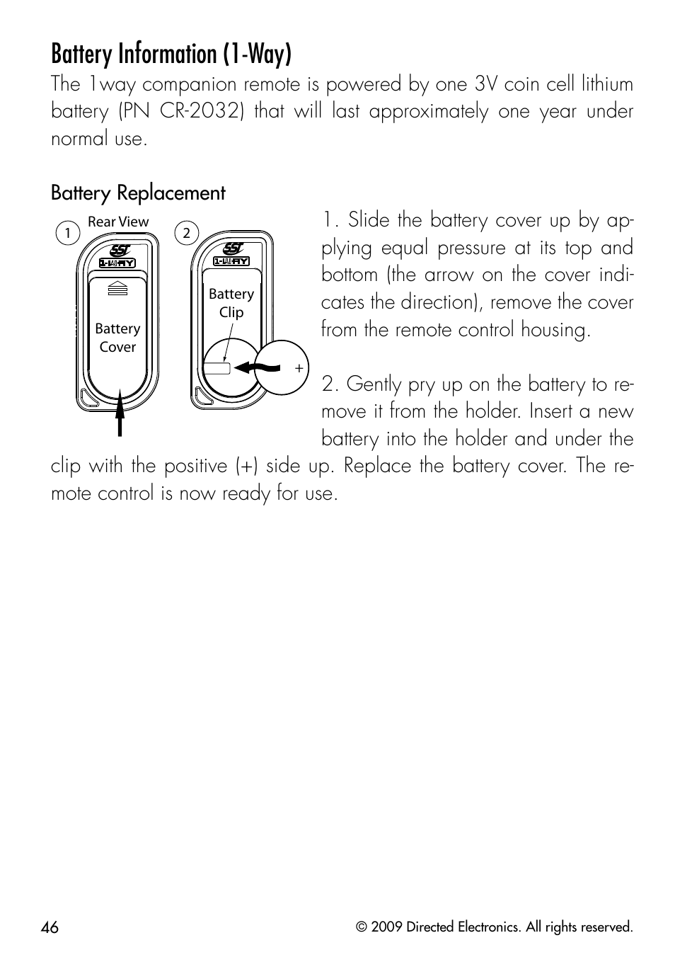 Battery information (1-way) | Viper 5901 User Manual | Page 49 / 65