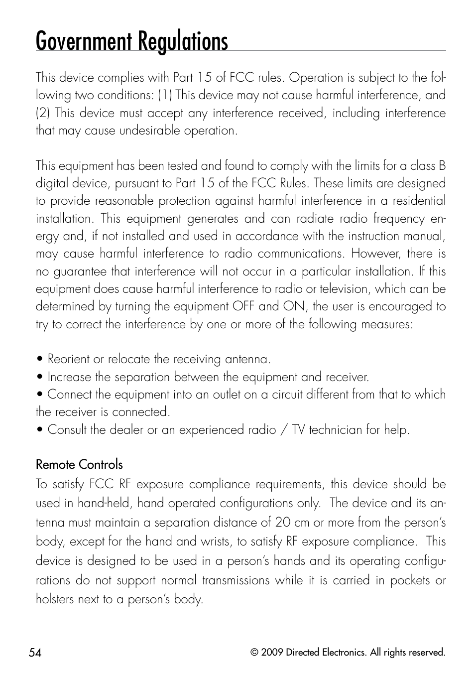 Government regulations | Viper 5901 User Manual | Page 57 / 65