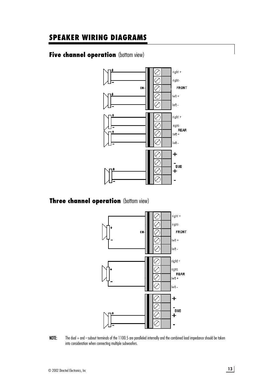 Speaker wiring diagrams | Viper 1100.5 User Manual | Page 13 / 22