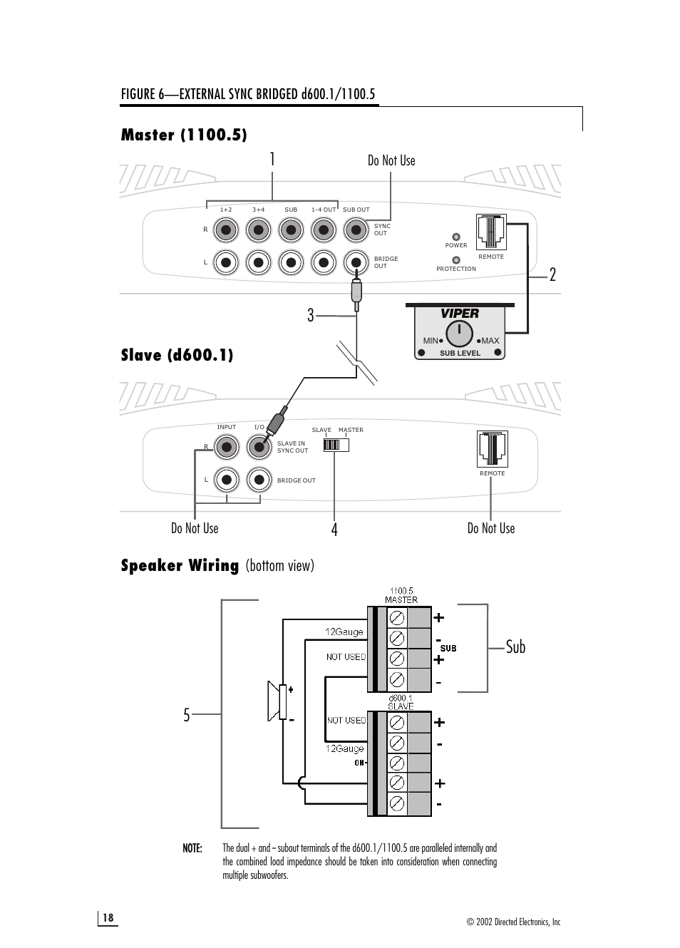 Speaker wiring (bottom view), Do not use | Viper 1100.5 User Manual | Page 18 / 22