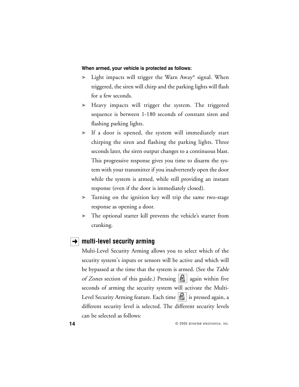 Multi-level security arming | Viper 1000 Model User Manual | Page 13 / 45
