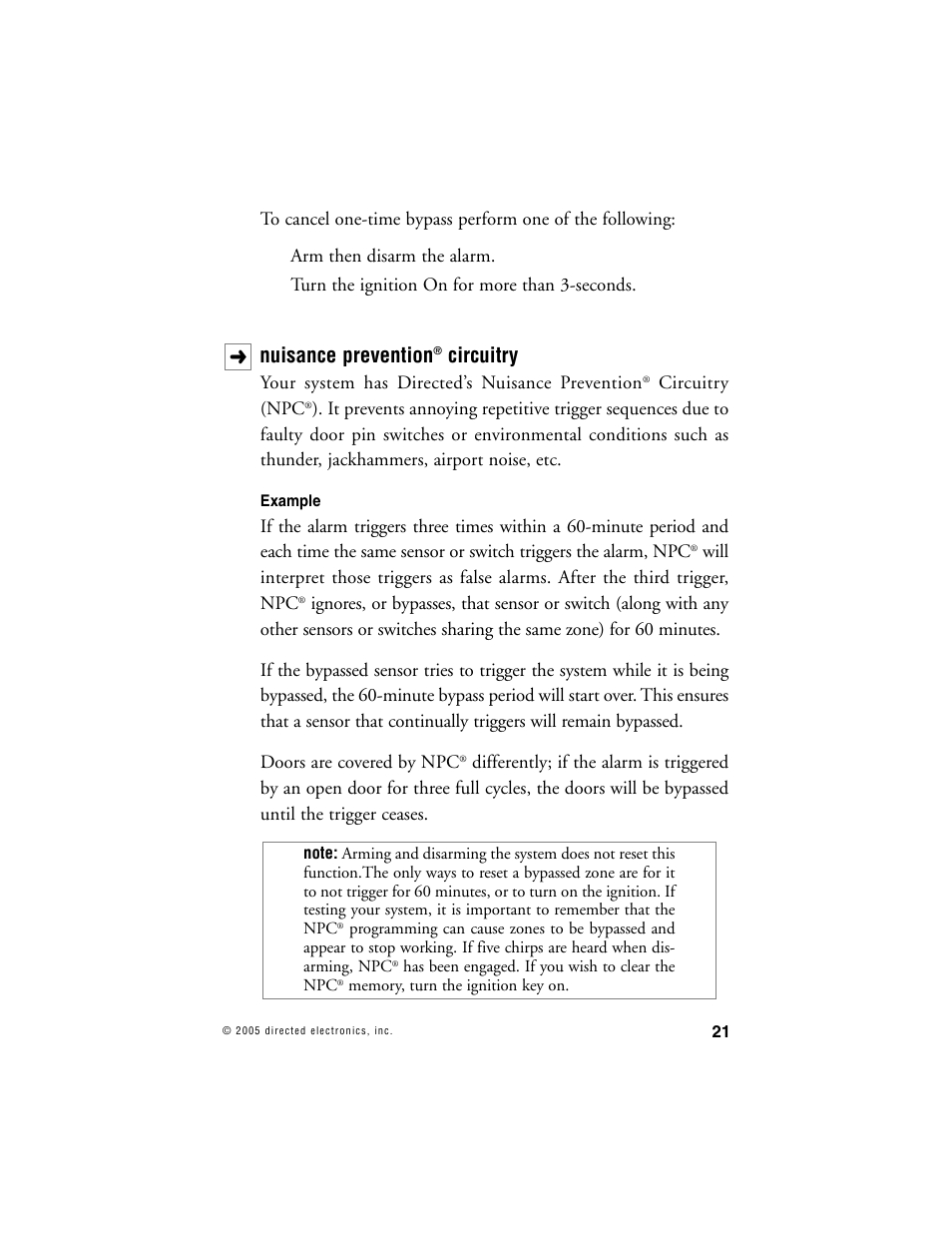 Nuisance prevention, Circuitry | Viper 1000 Model User Manual | Page 20 / 45