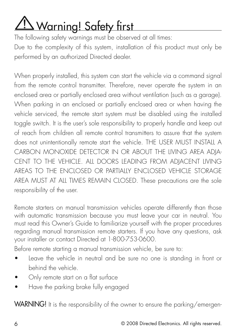 Warning! safety ﬁrst | Viper 5501 User Manual | Page 6 / 48