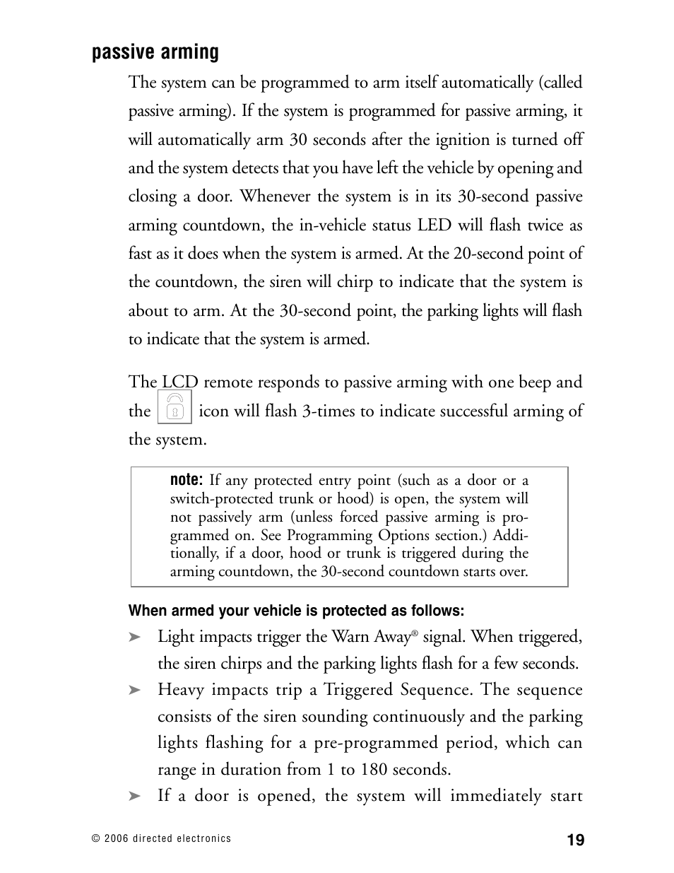 Passive arming | Viper 5002 User Manual | Page 24 / 61