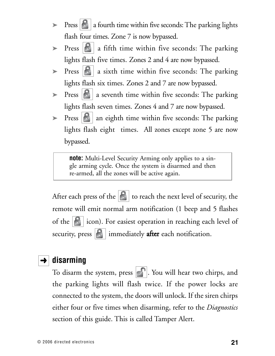 Disarming | Viper 5002 User Manual | Page 26 / 61