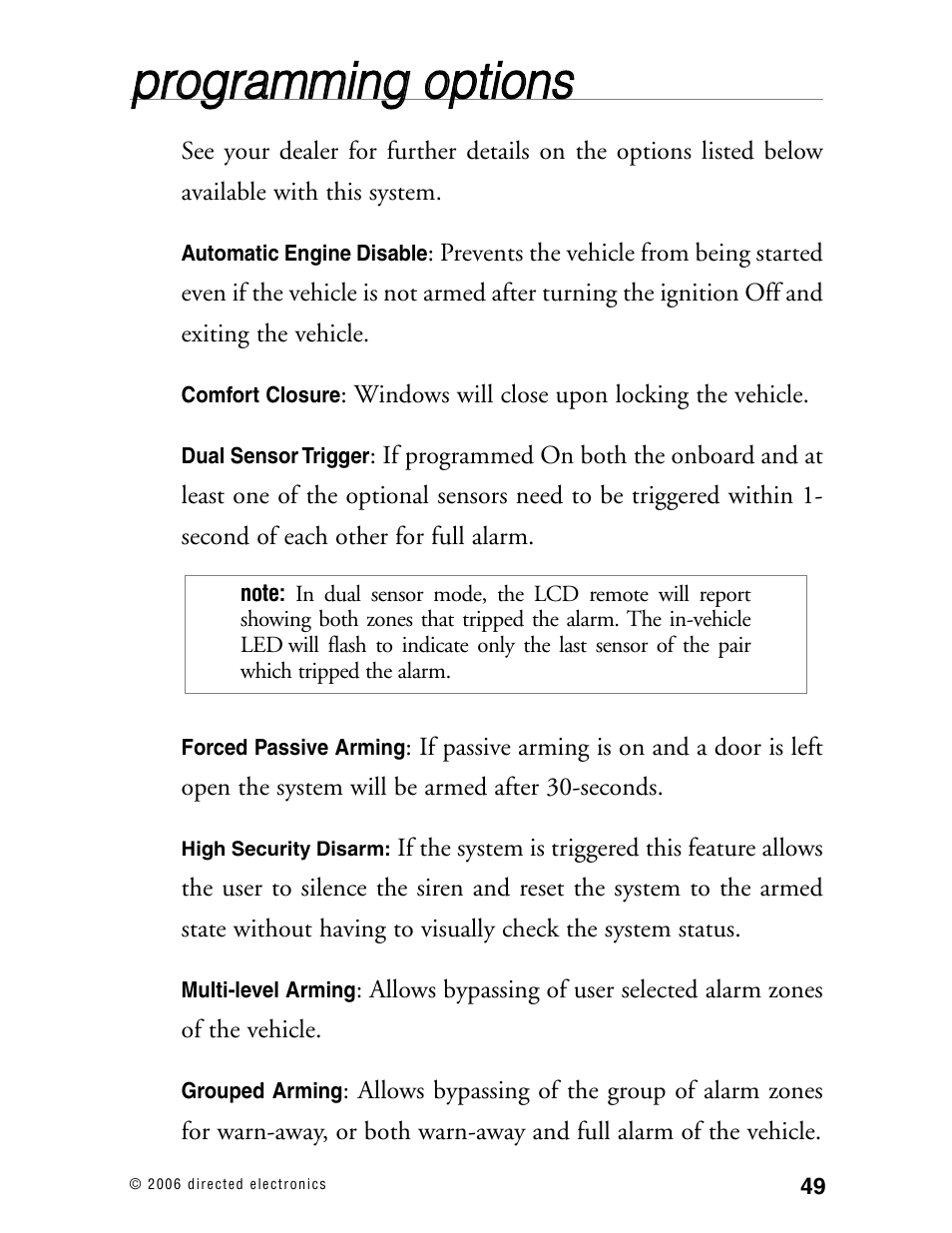 Pprro og grra am mm miin ng g o op pttiio on nss | Viper 5002 User Manual | Page 54 / 61