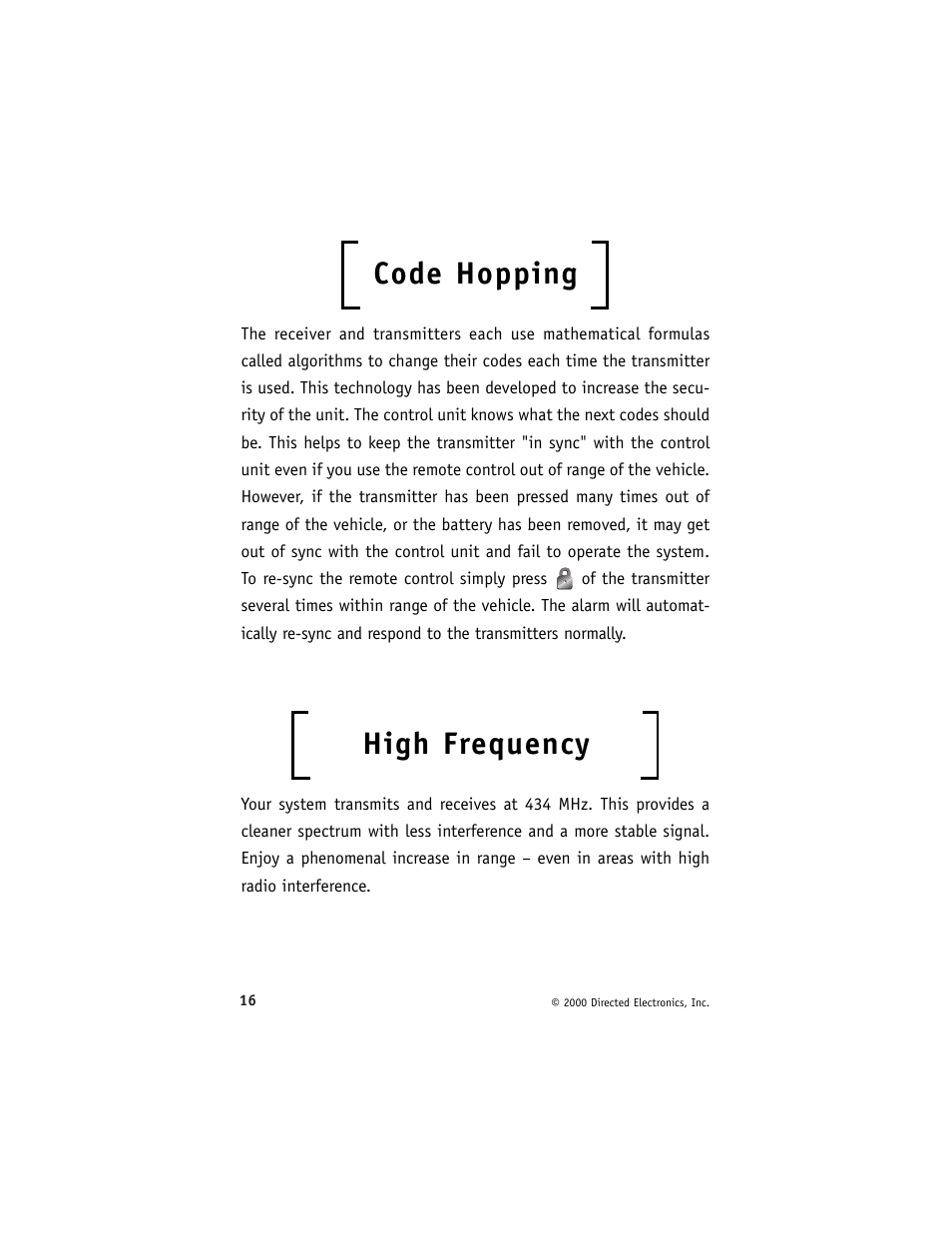 Code hopping, High frequency | Viper 700 ESP User Manual | Page 17 / 29