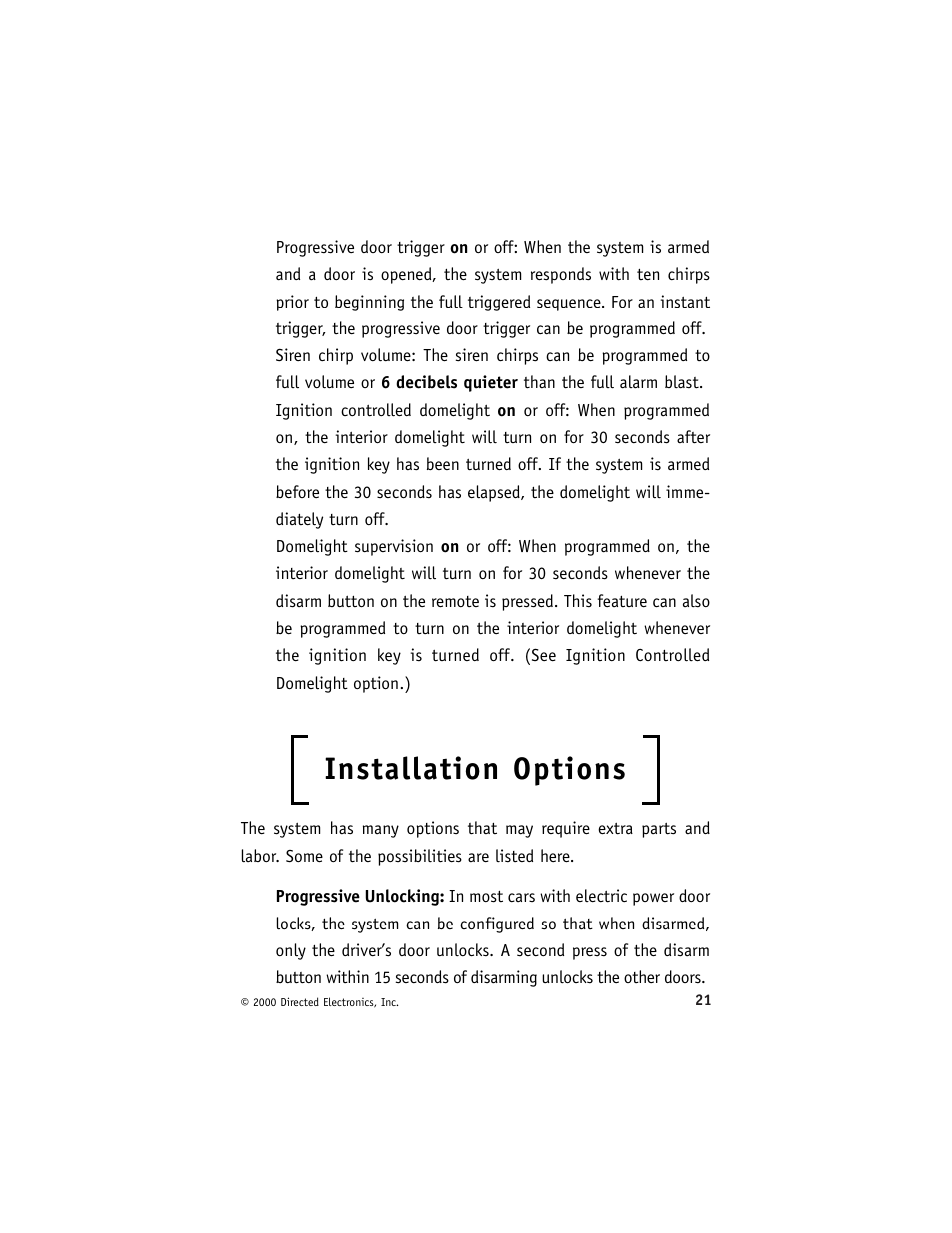 Installation options | Viper 700 ESP User Manual | Page 22 / 29