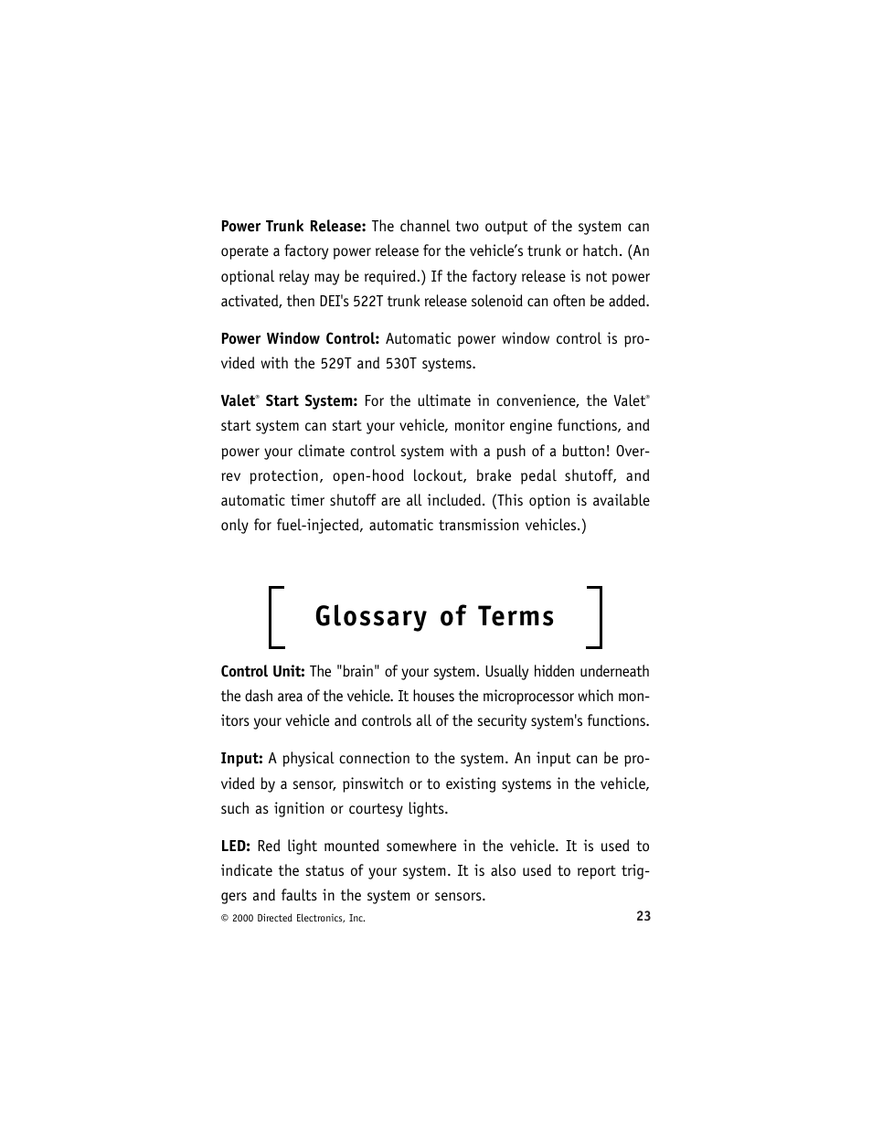 Glossary of terms | Viper 700 ESP User Manual | Page 24 / 29