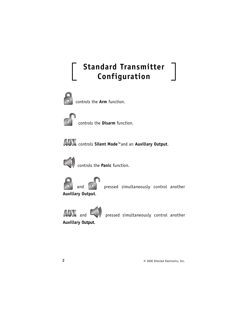 Standard transmitter configuration | Viper 700 ESP User Manual | Page 3 / 29