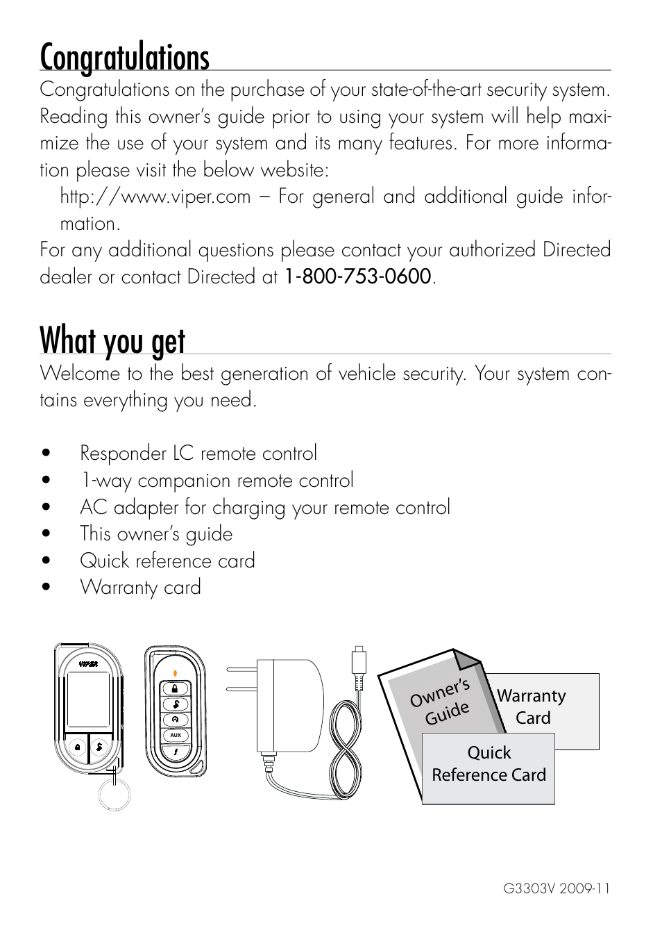 What you get | Viper 3303 User Manual | Page 2 / 53