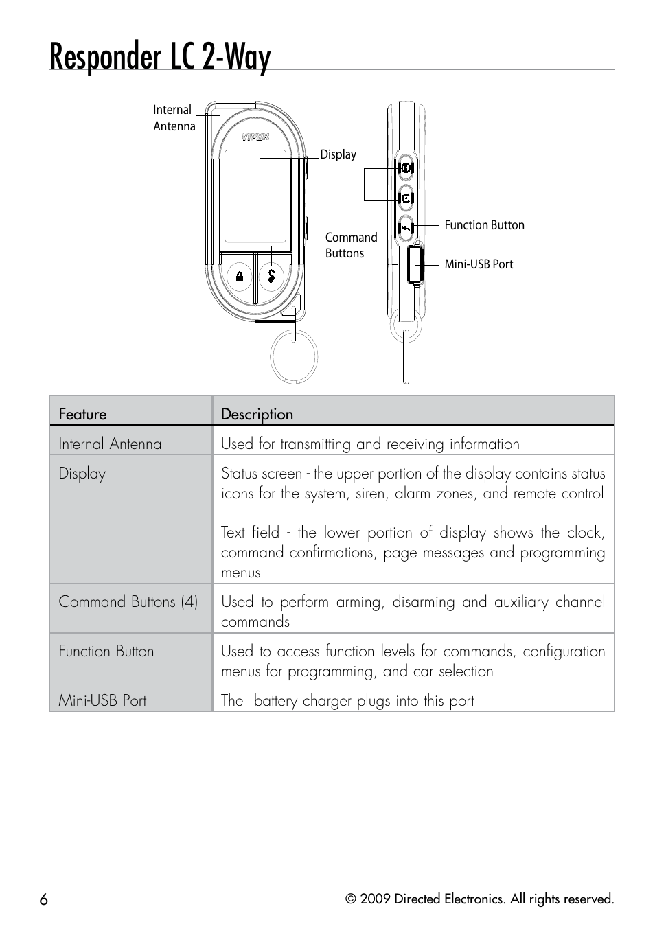 Responder lc 2-way | Viper 3303 User Manual | Page 9 / 53