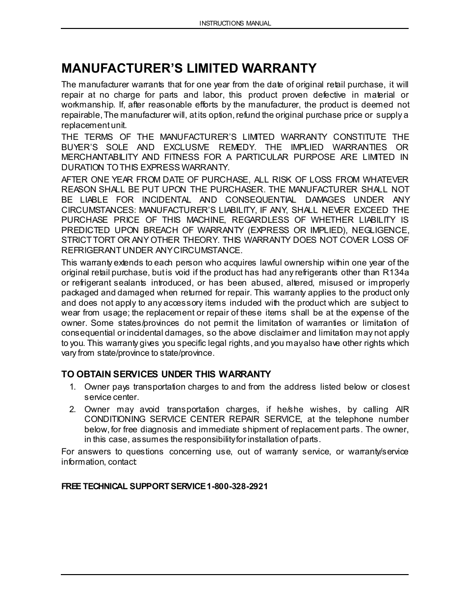 Manufacturer’s limited warranty | Viper VR-6000 User Manual | Page 25 / 76