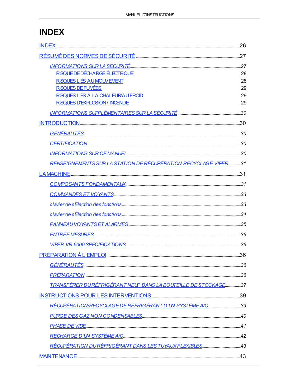 Index | Viper VR-6000 User Manual | Page 26 / 76