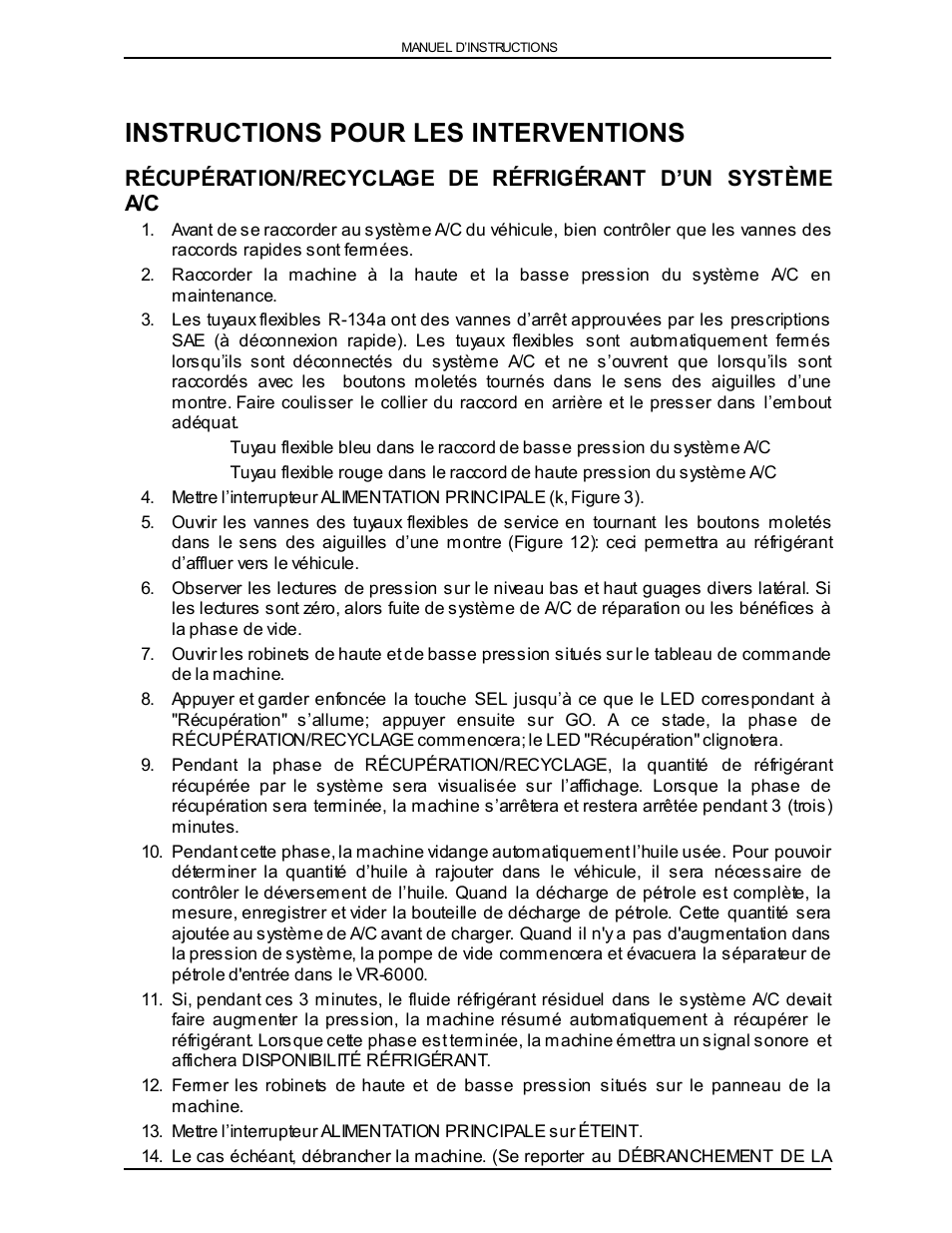 Instructions pour les interventions | Viper VR-6000 User Manual | Page 39 / 76