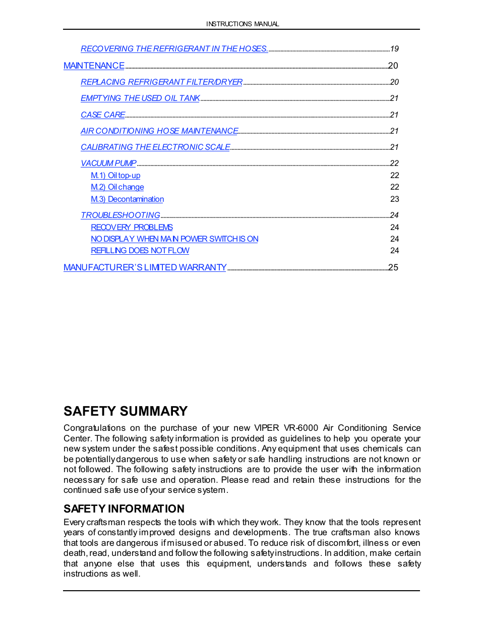 Safety summary, Safety information | Viper VR-6000 User Manual | Page 4 / 76