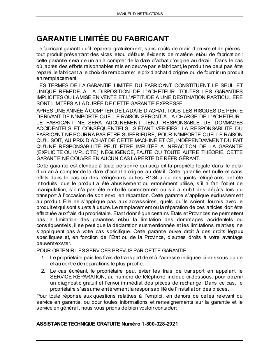 Garantie limitée du fabricant | Viper VR-6000 User Manual | Page 49 / 76