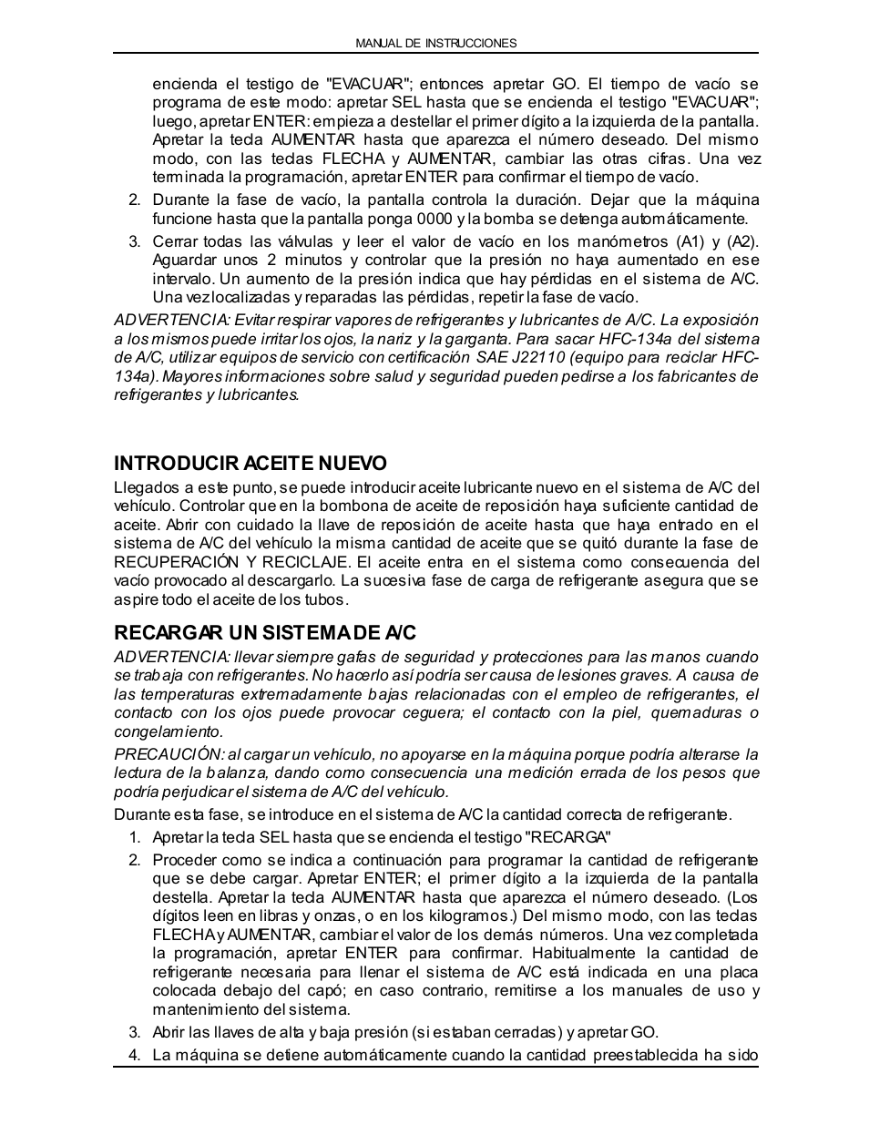 Introducir aceite nuevo, Recargar un sistemade a/c | Viper VR-6000 User Manual | Page 65 / 76