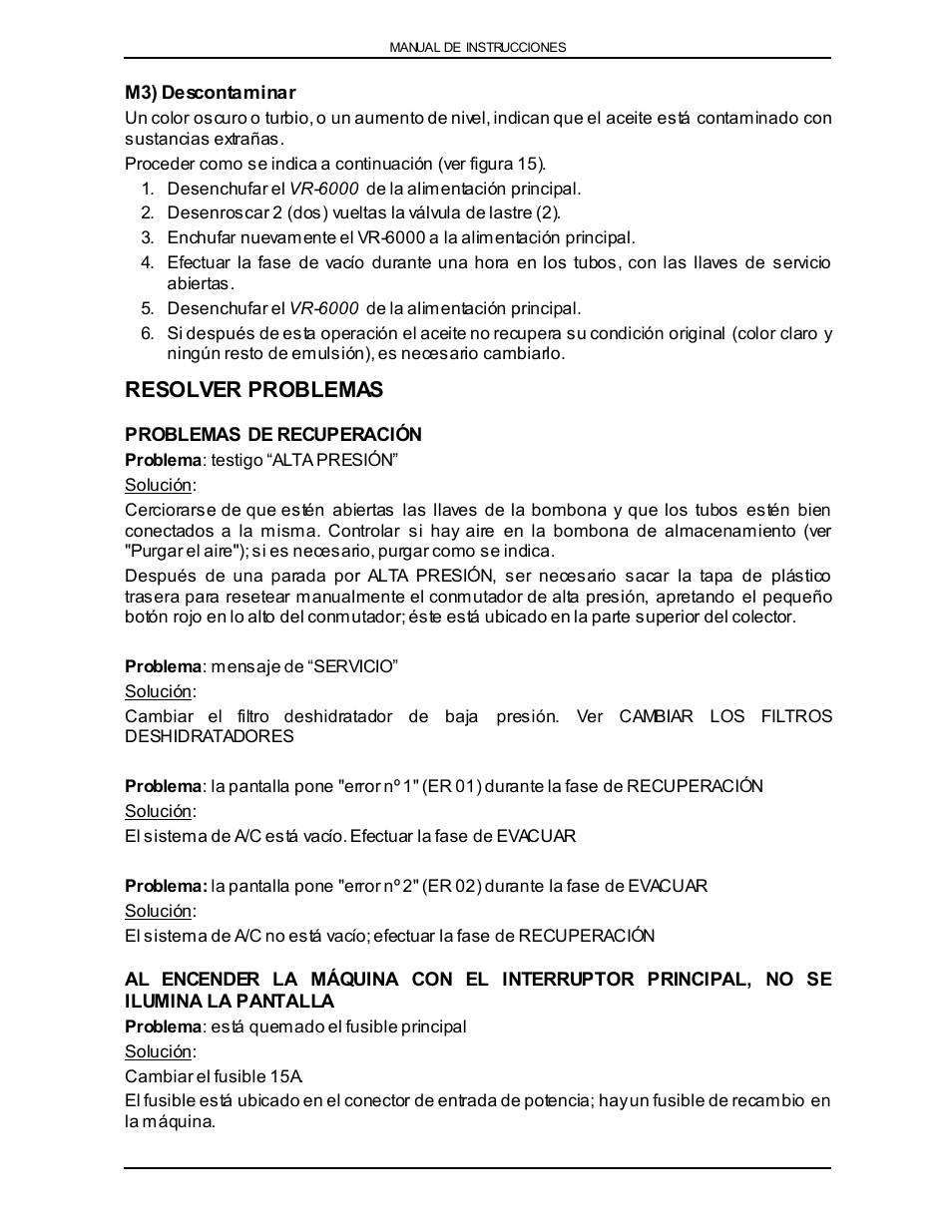 Resolver problemas | Viper VR-6000 User Manual | Page 71 / 76