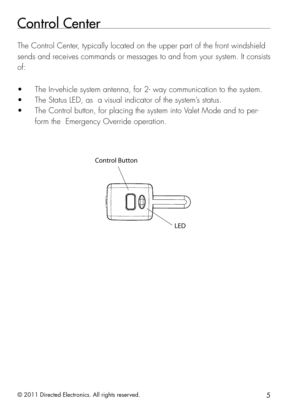 Control center | Viper 5301 User Manual | Page 13 / 52