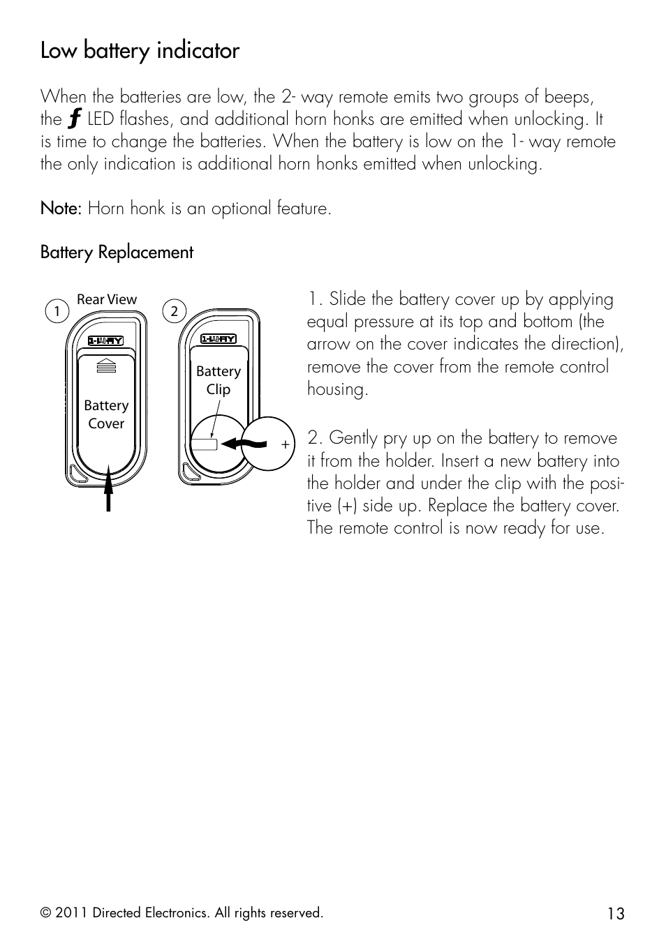 Low battery indicator | Viper 5301 User Manual | Page 21 / 52