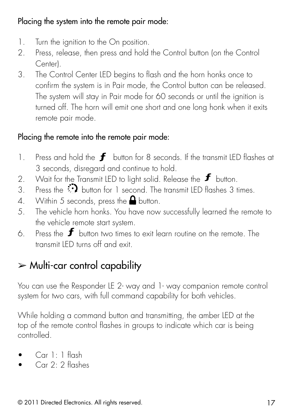 Multi-car control capability | Viper 5301 User Manual | Page 25 / 52