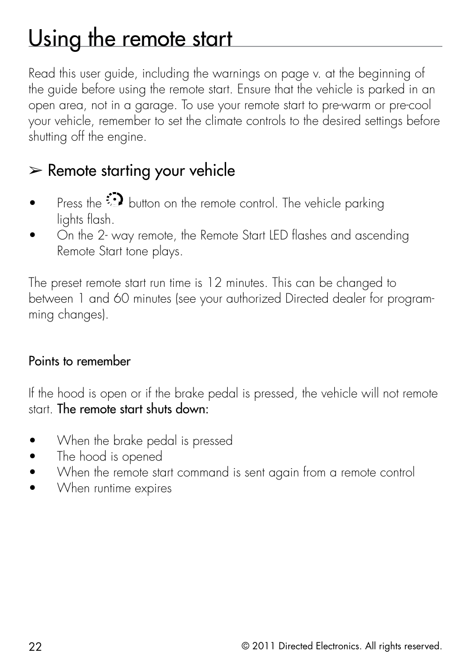 Using the remote start, Remote starting your vehicle | Viper 5301 User Manual | Page 30 / 52