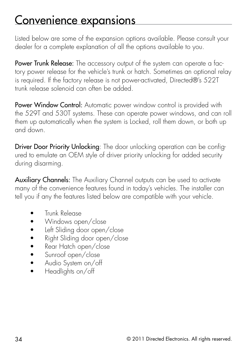 Convenience expansions | Viper 5301 User Manual | Page 42 / 52