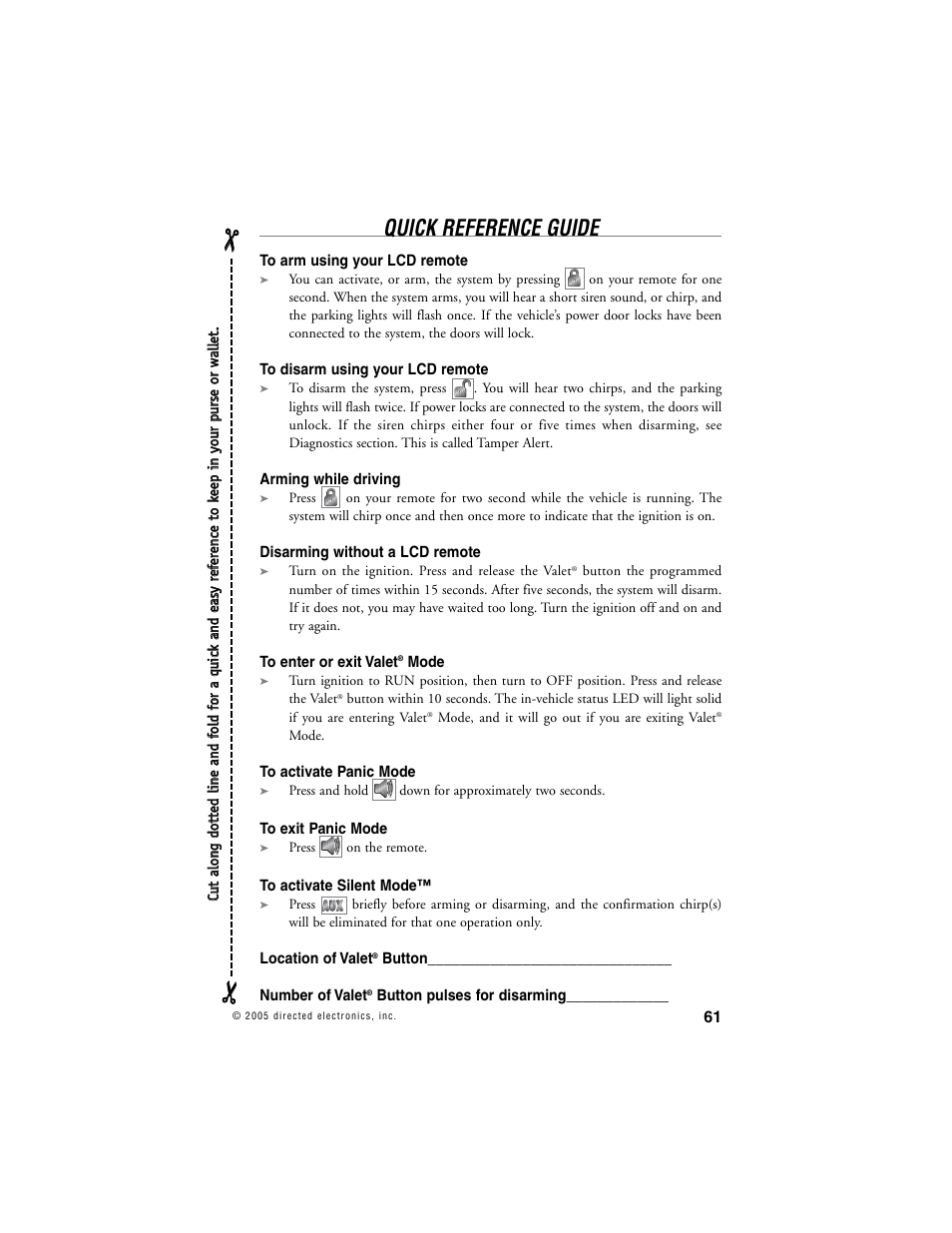 Quick reference guide | Viper 5000 User Manual | Page 60 / 61
