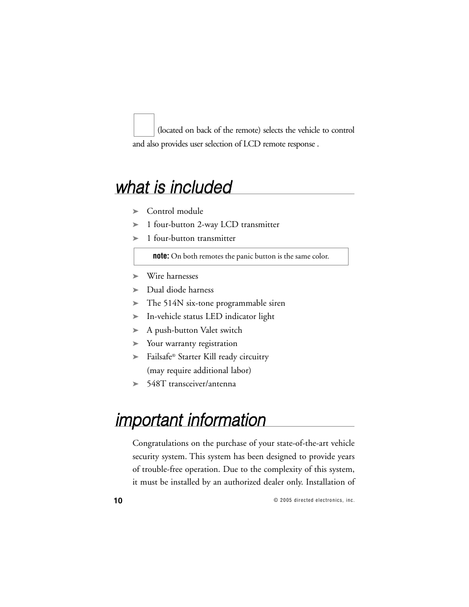 Wwh ha att iiss iin nc cllu ud de ed d | Viper 5000 User Manual | Page 9 / 61