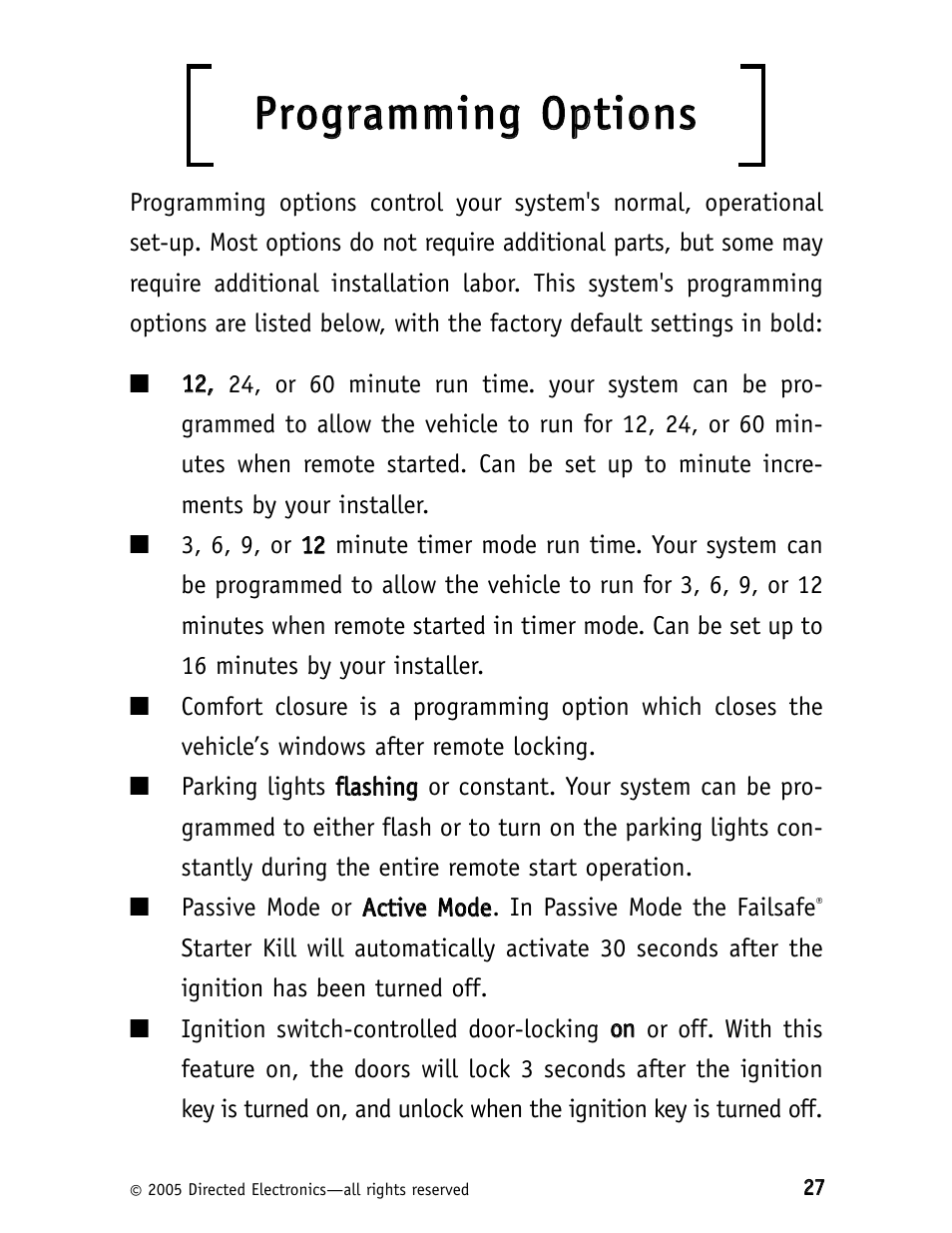 Pprro og grraam mm miin ng g o op pttiio on nss | Viper 591XV User Manual | Page 30 / 37