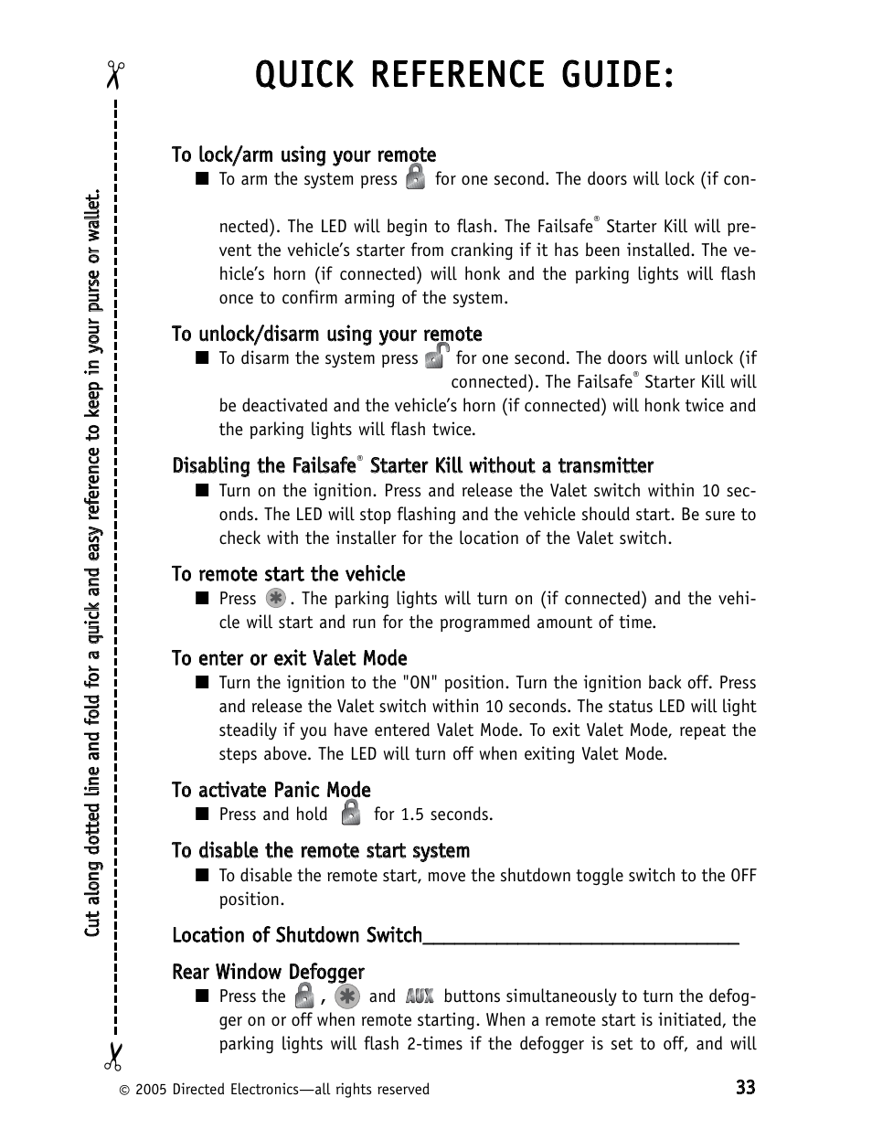 Qqu uiicck k r reeffeer reen nccee g gu uiid dee | Viper 591XV User Manual | Page 36 / 37